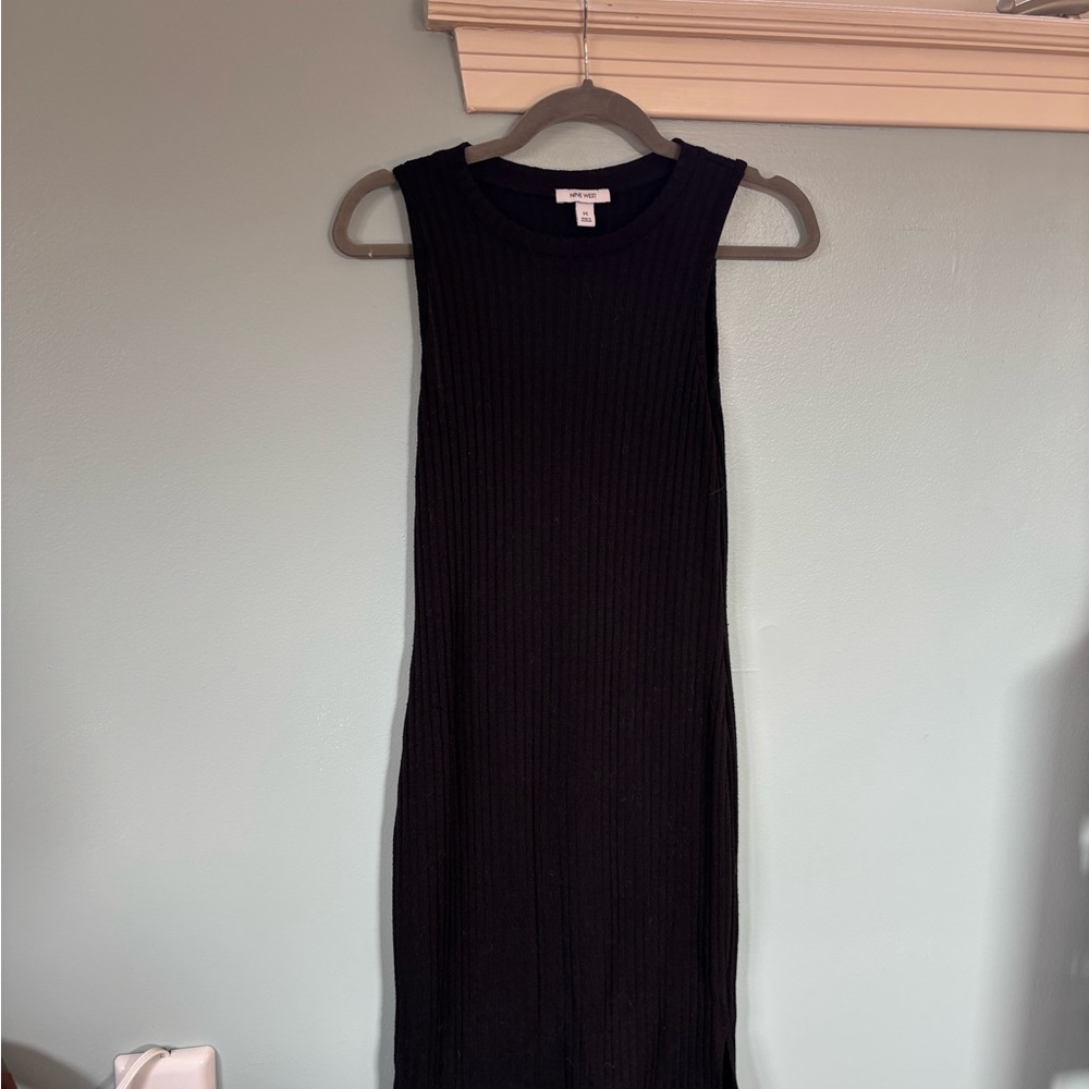 Nine West Black Ribbed Midi Dress